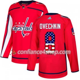 Adidas Maillot de Hockey Washington Capitals Alex Ovechkin 8 2017-2018 Rouge USA Flag Fashion Authentic - Homme